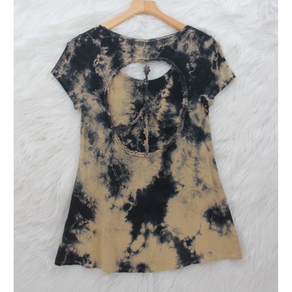 Y2K T Party Peace Flower Open Back Top Small Tie Dye Festival Indie Boho Grunge